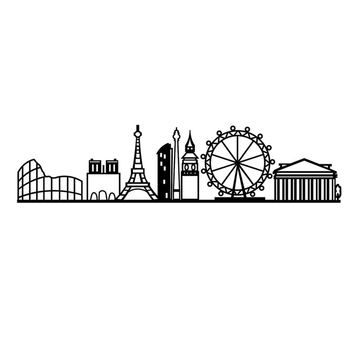 Wallity European Cities Skyline Escultura de pared en Negro Wallity European Cities Skyline Escultura de pared en Negro